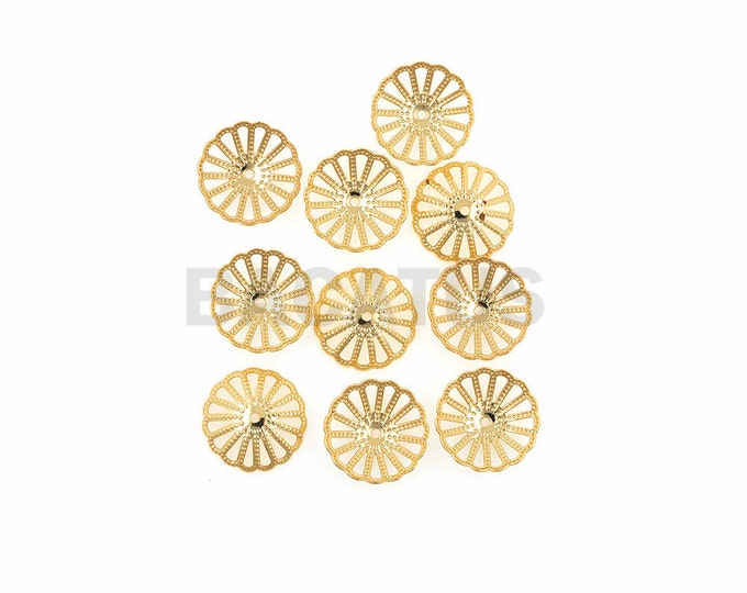 18K Filigree Bead Cover,Flower Tail Cover,Brass Bead Cover, DIY Jewelry Beaded Accessories 10pcs