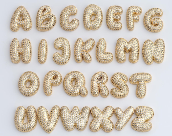 Initial Pendant,18K Gold Filled Letter Necklace, Micropavé CZ Alphabet Pendant, DIY jewelry Making Accessories,25.2x20.4x5.4mm