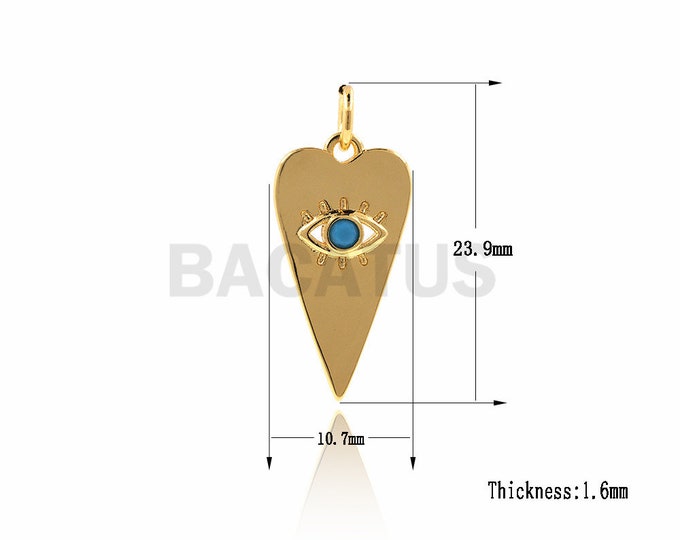 Heart-shaped eye pendant, diamond eye, Greek eye, minimalist pendant, jewelry making supplies 23.9x10.7x1.6mm 1PCS