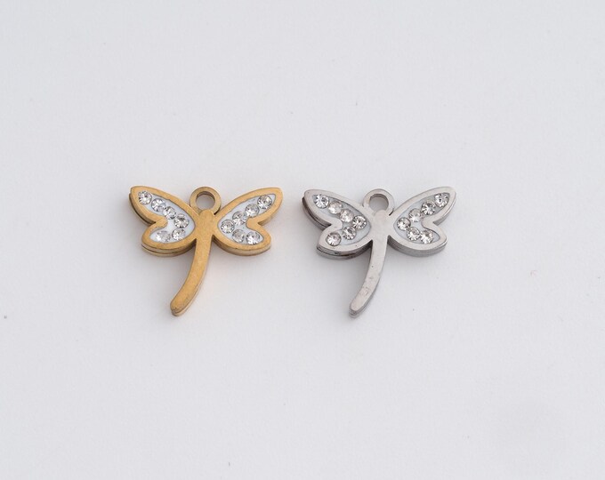 Stainless Steel Dragonfly Pendant,Insect Charms,Dragonfly Charm Bracelet Necklace for DIY Jewelry Making Supply,10.2x12x2.2mm