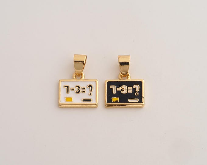 18K Gold Filled Chalkboard Charm,Dainty Enamel Chalkboard Pendant,Chalkboard Pendant ,DIY Jewelry Supplies,18x12.7x1.5mm