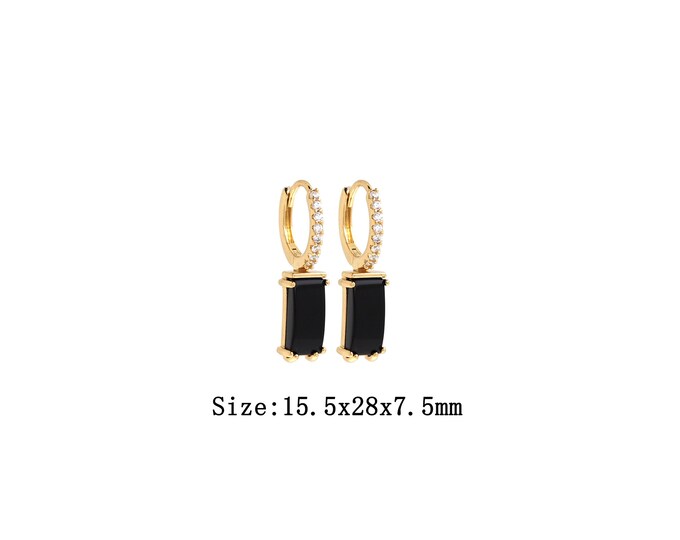 1pair 18K Gold Filling Square Drop Earrings,Gold Square Drop Earring,Simple CZ Earrings,Gift for Her