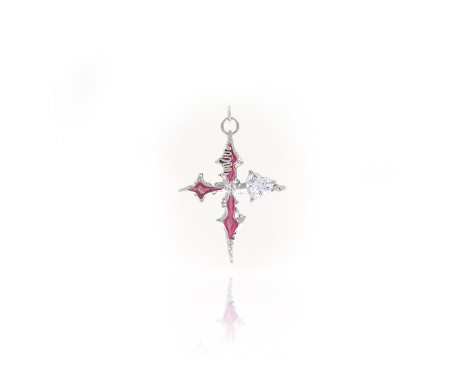 Christian Charms, Cross Pendant,Silver Filled Religious Charms, Micropavé CZ Christian Necklace, DIY Jewelry Supplies,46.7x32x5.7mm