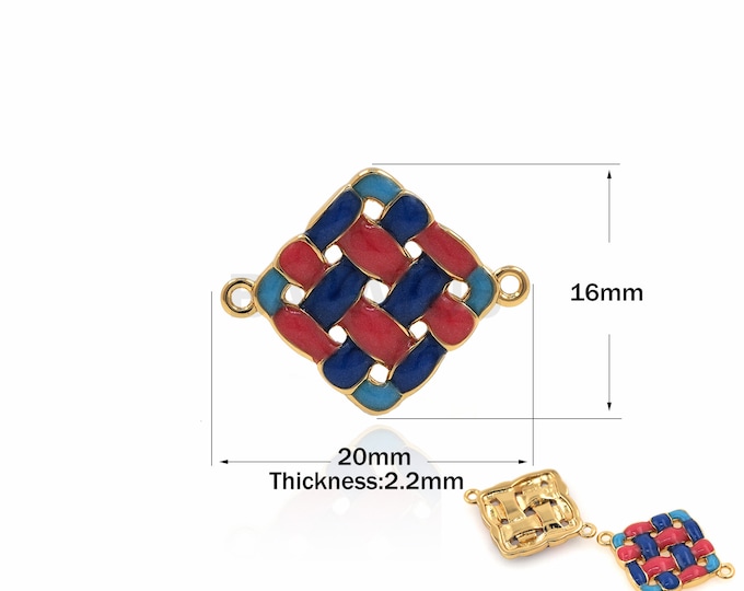1PCS DIY Jewelry Making Supplies Connector Gold Filled Enamel Connector Braided Connector Enamel Charm Connector Charm 16x20x2.2mm