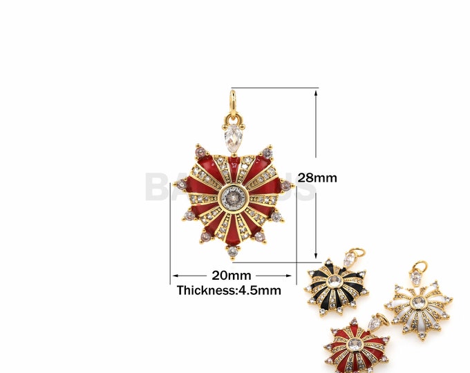 1PCS Love Pendant Micro-Pave Heart-shaped Necklace Jewelry Enamel Charm DIY Jewelry Making Supplies 18K Gold Filling 28x20x4.5mm