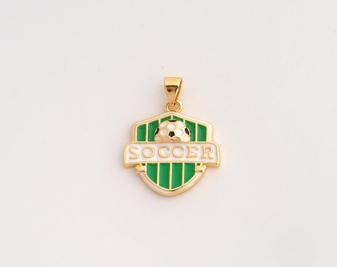 18K Gold Filled Football Charm,Dainty Enamel Sports Pendant,Soccer Pendant ,DIY Jewelry Supplies,25x19.6x3.5mm