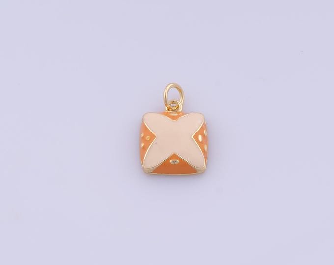 Cake Pendant,18K Gold Filled Dessert Necklace, Enamel Sweet Pendant, DIY jewelry Making Accessories,17.7x11.8x3.7mm