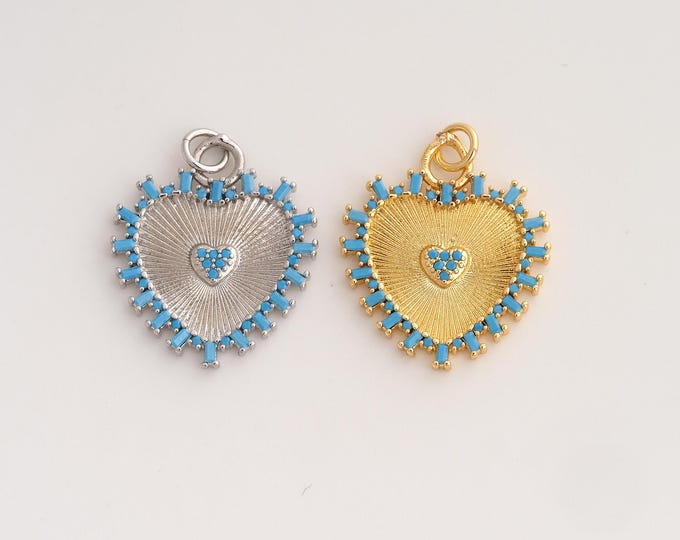 18K Gold Filled Heart Charm,Dainty Love Pendant,CZ Heart Pendant ,DIY Jewelry Supplies,27x20.4x2.2mm