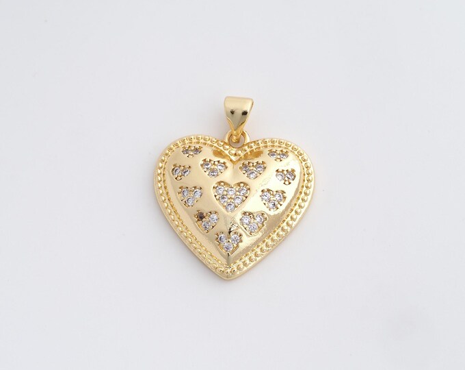 Gold Heart Pendant 18K Gold Filled Heart Necklace Gold Friendship Necklace DIY Jewelry Making Accessories 26.7x22.5x4.3mm
