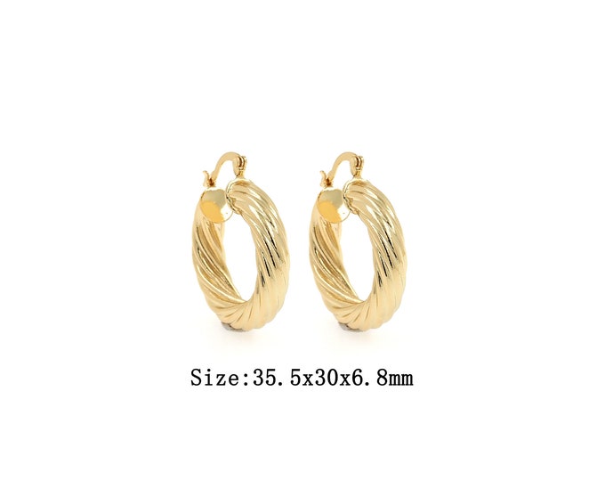 1 pair 18K Gold Filled Hoop Earrings,Gold Dainty Hoop Earrings,Simple Earrings,Gift for Her