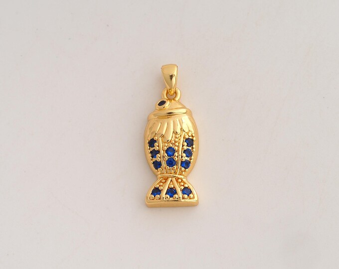 18K Gold Filled Fish Charm,Dainty Marine Life Pendant,CZ Fish Pendant ,DIY Jewelry Supplies,27x10x4.4mm