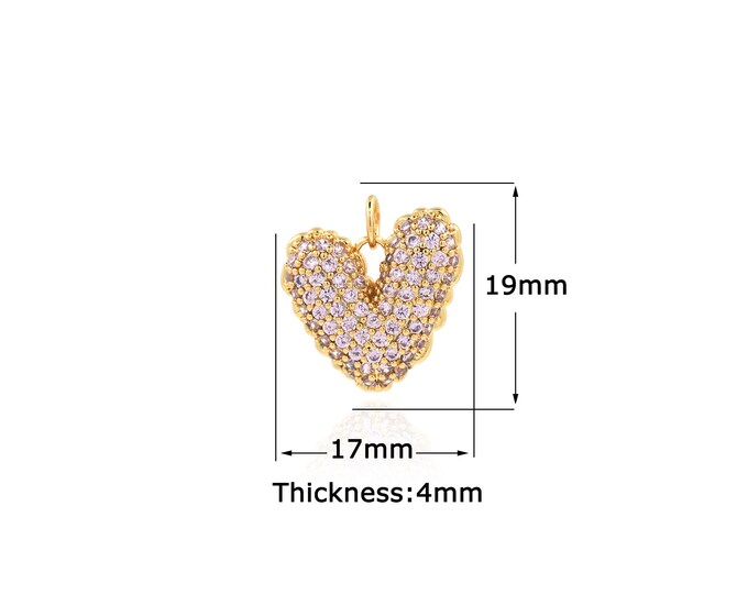 18K Gold Filled Heart pendant,Gold Dainty Heart Charms,Simple pendant Bracelet Necklace for DIY Jewelry Making Supply