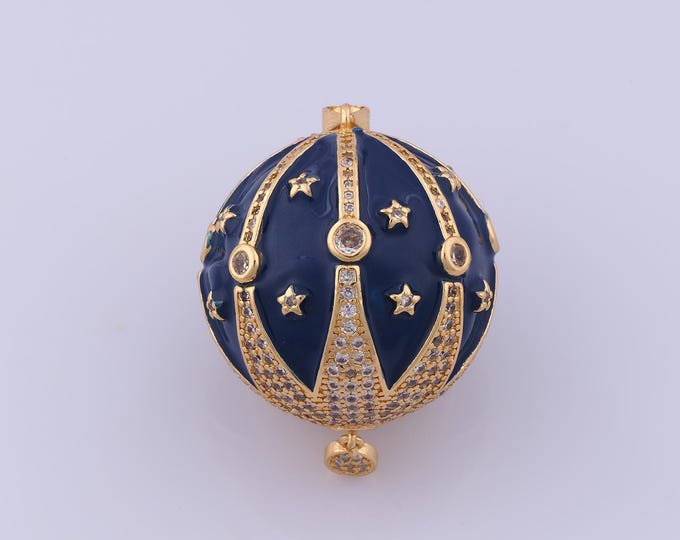 Hot Air Balloon Pendant,18K Gold Filled Balloon Necklace, Micropavé CZ Hot Air Balloon Pendant, DIY jewelry Making Accessorie,45x29.5x29.5mm