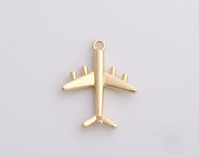 18K Gold Filled Airplane Model Pendant,Gold Dainty Airplane Model Charms,Simple Charm DIY Jewelry Making Supply,28x22.4x3.4mm