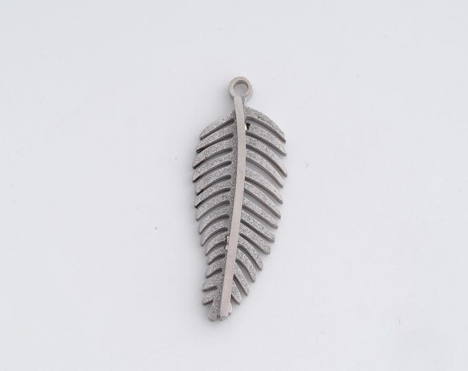 Stainless Steel Feather Pendant,Feather Charms,Feather Charm Bracelet Necklace for DIY Jewelry Making Supply,27.5x10.3x2.3mm