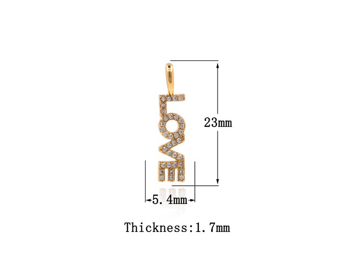 18K Gold Filled LOVE pendant,Gold Dainty long Charms,LOVE Charm Bracelet Necklace for DIY Jewelry Making Supply