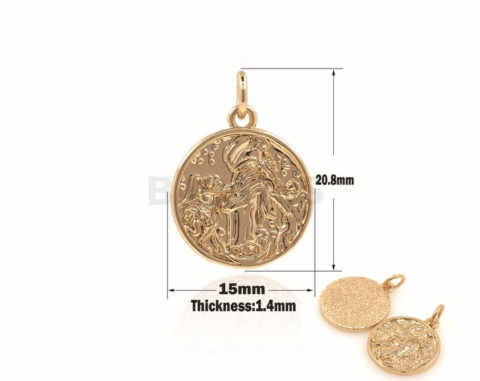 1PCS Medal Necklace, Gold Coin Pendant, Round Charm, Roman Coin Pendant, Suitable For Jewelry Making Supplies 20.8x15x1.4mm