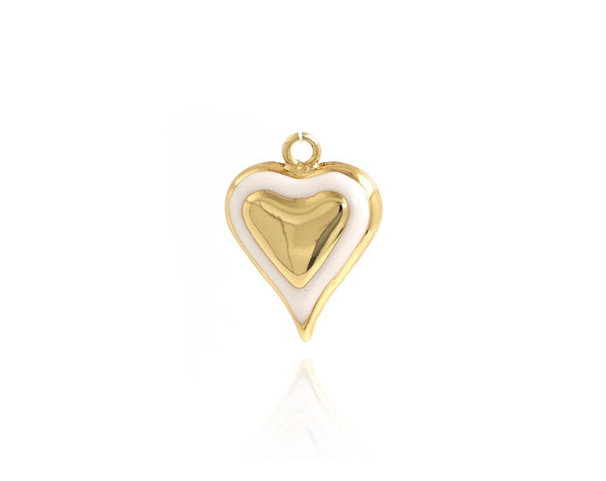Enamel Heart Charms Necklace,Heart Charm, Enamel Heart Pendant, 18K Gold Filled Enamel Charm, DIY Jewelry Supplies,26.5x20.3x10.3mm