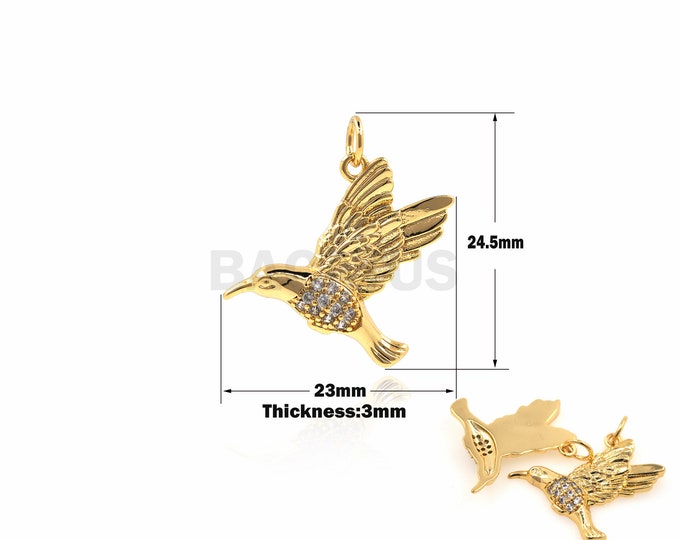 1PCS Woodpecker Pendant Bird Jewelry Bird Charm Suitable for Bracelet Necklace Jewelry Products Micro-Pave Gold Filled CZ Charm 24.5x23x3mm