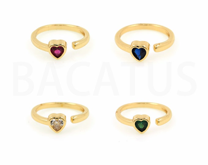 Gold Dainty CZ Open Ring,18K Gold Filled Heart Ring,Simple Ring,Gift for Her