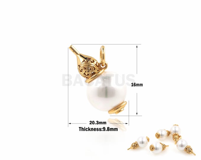 1PCS Shell Gourd Pendant, Gourd Charm, Gourd Jewelry, Pearl Charm, Shell Jewelry, Suitable For Jewelry Making 16x20.3x9.8mm