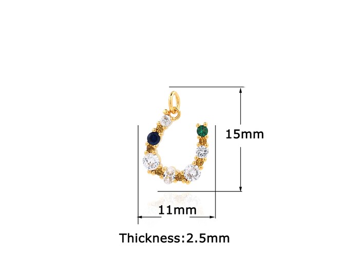 18K Gold Filled U pendant,Gold Dainty U Charms,Simple pendant Bracelet Necklace for DIY Jewelry Making Supply