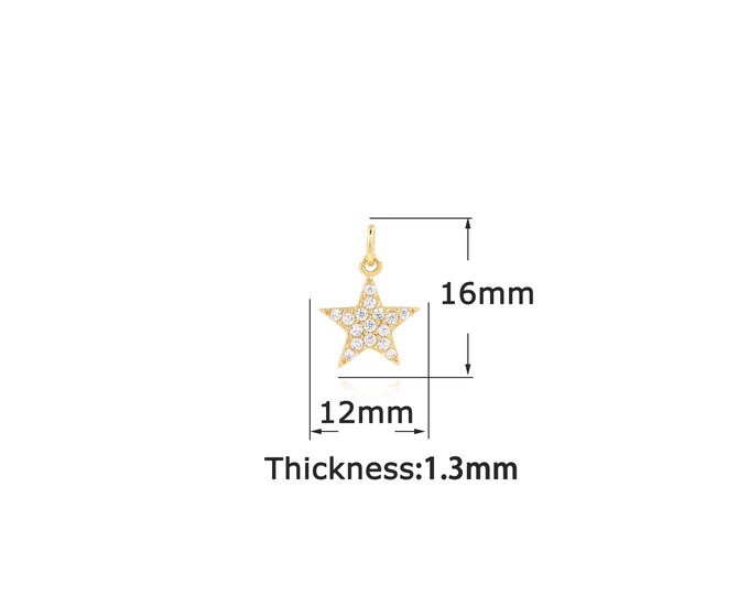 18K Gold Filled Star Pendant,Gold Dainty Star Charms,Simple pendant Bracelet Necklace for DIY Jewelry Making Supply
