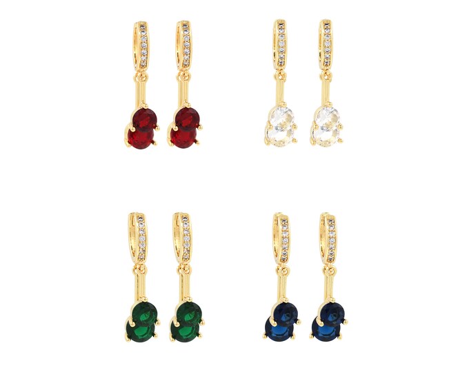18K Gold Filled Round Earrings,Gold Round Earrings,CZ Round Earrings,Gift for Her