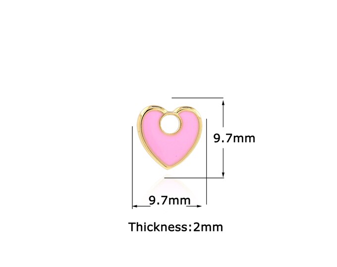 18K Gold Filled Heart Pendant,Gold Dainty Heart Charms,Heart Lock Charm Bracelet Necklace for DIY Jewelry Making Supply