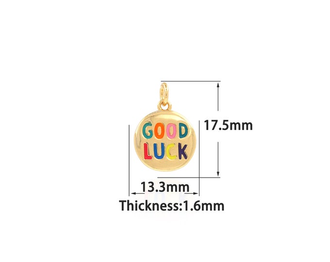 18K Gold Filled Good Luck Pendant,Gold Dainty Round Charms,Simple pendant Bracelet Necklace for DIY Jewelry Making Supply