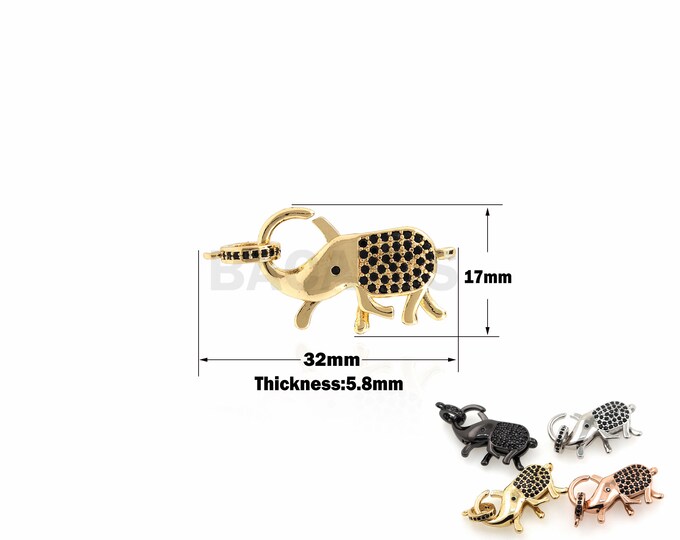 1PCS Rhino Lobster Clasp Is Suitable For Bracelets, Necklaces, Jewelry Making Supplies, Micro Shop Charm Cubic Zirconia  32x17x5.8mm