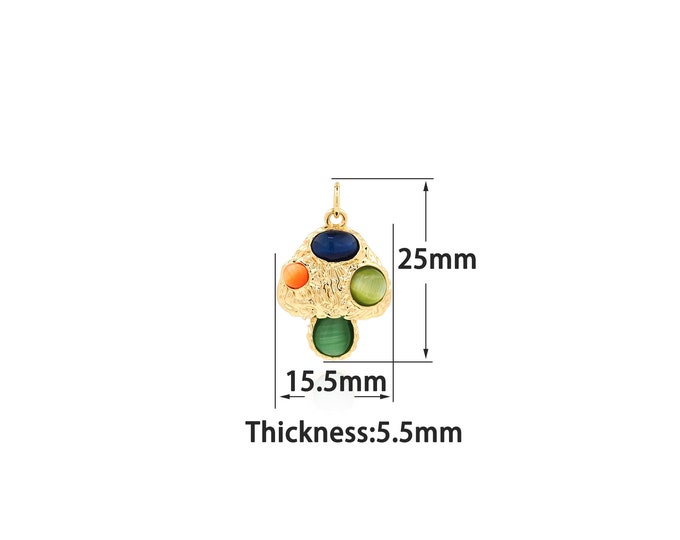 18K Gold Filled Mushroom Pendant,Gold Dainty Mushroom Charms,Simple pendant Bracelet Necklace for DIY Jewelry Making Supply
