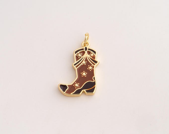 18K Gold Filled Knight Boot Charm,Dainty Enamel Knight Boot Pendant,Knight Boot Pendant ,DIY Jewelry Supplies,25.2x15x2.5mm