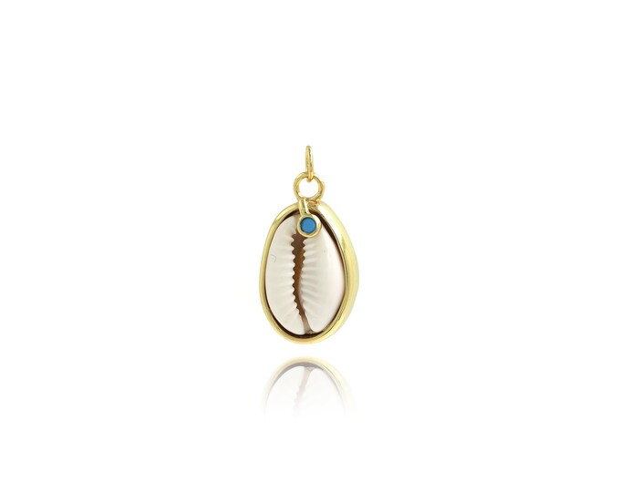 Conch Pendant,18K Gold Filled Conch Necklace, Micropavé CZ Conch Pendant, DIY jewelry Making Accessories,27.5x13.6x8mm