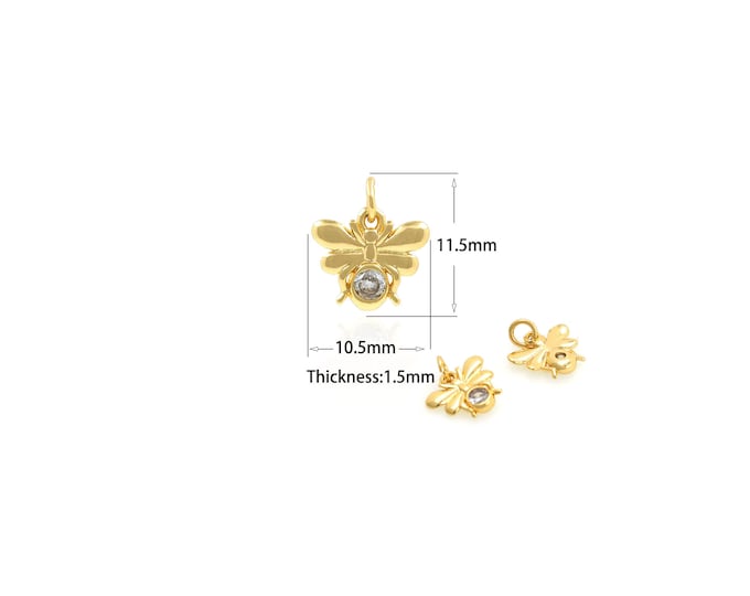 1PCS Bee Pendant Exquisite Necklace Bumblebee Necklace Jewelry Exquisite Jewelry Bee Gold Filled Pendant DIY Jewelry Making 10.5x11.5x1.7mm