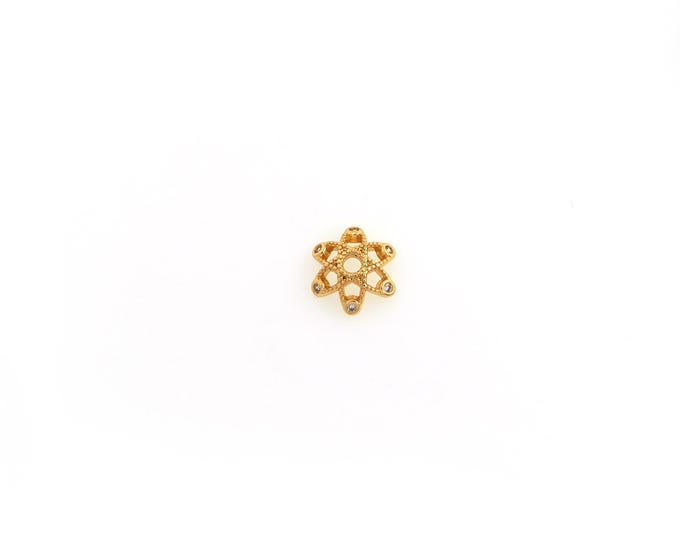 5 pcs Gold Filled Flower Bead Caps,Pearl Caps,Round Bead Caps,Flower Caps,Spacer Jewelry, DIY Jewelry Making,10x3.3mm