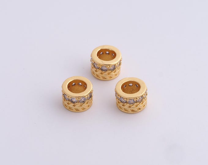 5 pcs 18K Gold Filled Round Spacer Beads,Gold Tube Beads, Round Beads DIY Bracelet Necklace Earrings Jewelry Making,7.7x5.5mm