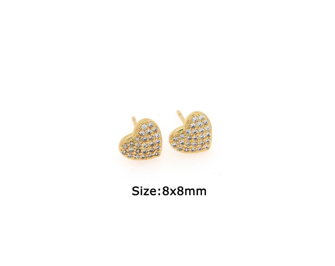 1 pair 18K Gold Filled Heart Stud Earrings,Gold Dainty Heart Stud Earrings,Simple Stud Earrings,Gift for Her