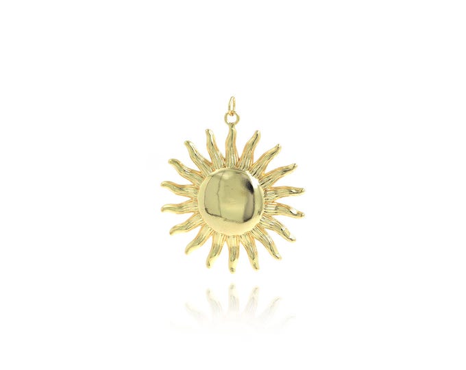 Sun Pendant,18K Gold Filled Celestial Necklace, Sunburst Pendant, DIY jewelry Making Accessories,45.7x37.8x4.5mm