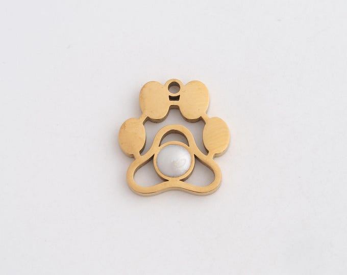 Stainless Steel Footprint Pendant,Footprint Charms,Aniamal Charm Bracelet Necklace for DIY Jewelry Making Supply,15.8x14.8x2mm