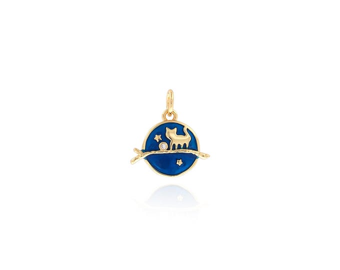 18K Gold Filled Cat pendant,Gold Dainty Cat Charms,Simple pendant Bracelet Necklace for DIY Jewelry Making Supply,16x14.5x2mm