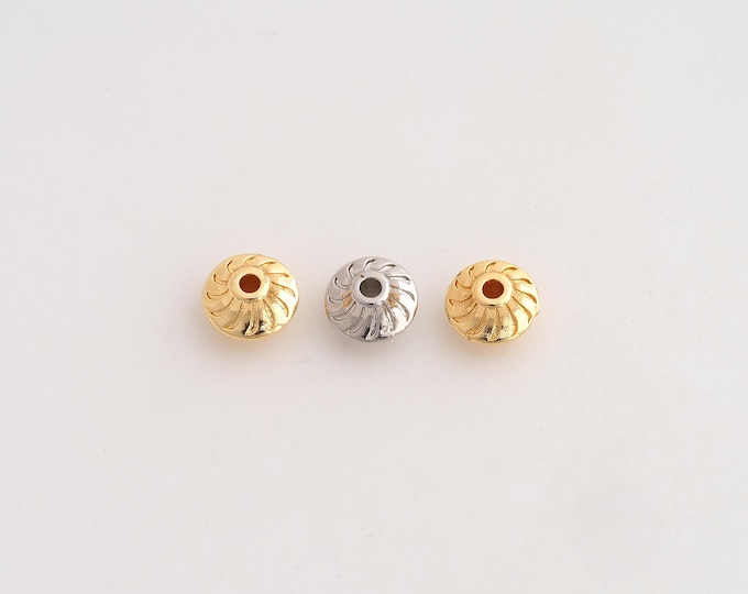 10 pcs Gold Round Beads,18K Gold Filld Tube Beads,for DIY Jewelry Making Supplies,6.5x4mm Hole 2mm