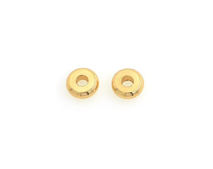 10 pcs 18K Gold Filled Flag Spacer Beads,Gold Round Beads, Round Flag Beads DIY Bracelet Necklace Earrings Jewelry Making,4.8x1.6mm