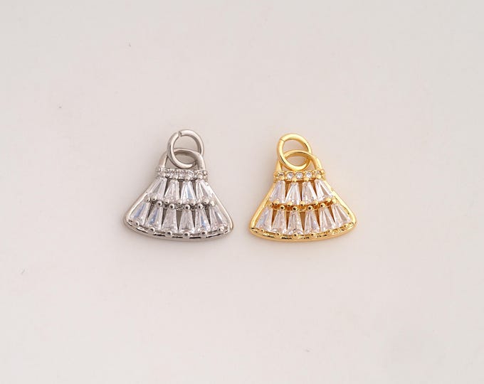 18K Gold Filled Handbag Charm,Dainty Handbag Pendant,CZ Handbag Pendant ,DIY Jewelry Supplies,15.2x13.5x2.8mm