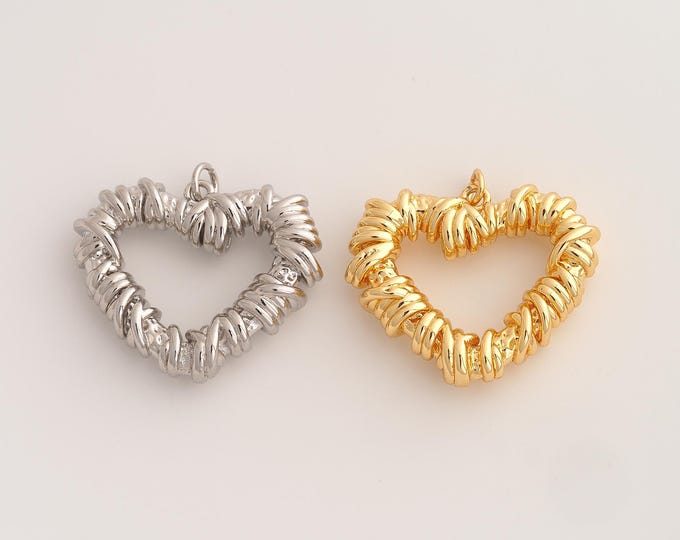 18K Gold Filled Heart Charm,Dainty Love Pendant,Heart Pendant ,DIY Jewelry Supplies,28.3x29.7x7mm