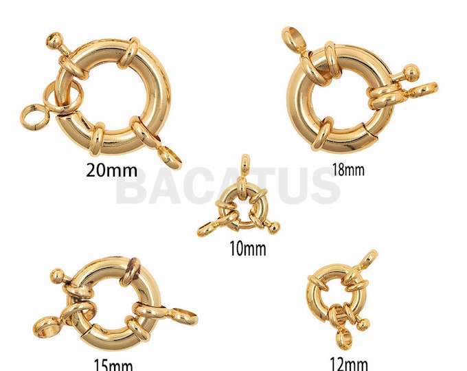 wheel clasp, various sizes of 18K filled gold wheel spring buckle, used for necklace/bracelet jewelry 10mm, 12mm, 15mm, 18mm 20mm  1pcs