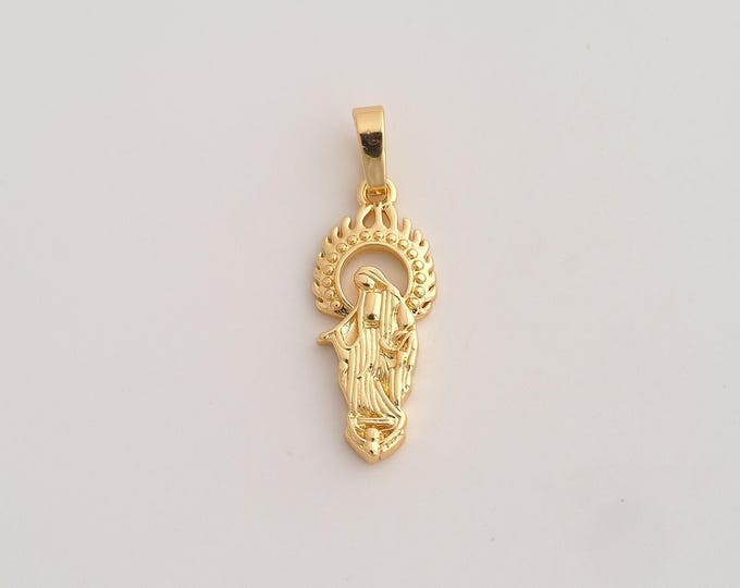 5 pcs 18K Gold Filled Virgin Mary Charm,Dainty Religious Pendant,Catholic Pendant ,DIY Jewelry Supplies,32.2x11x2.3mm