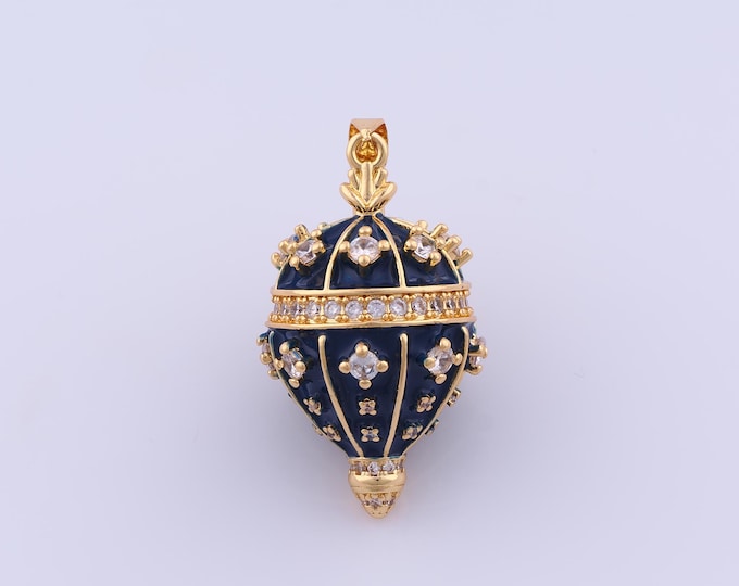 Hot Air Balloon Pendant,18K Gold Filled Balloon Necklace,Micropavé CZ Hot Air Balloon Pendant,DIY jewelry Making Accessorie,39.3x21.5x21.5mm