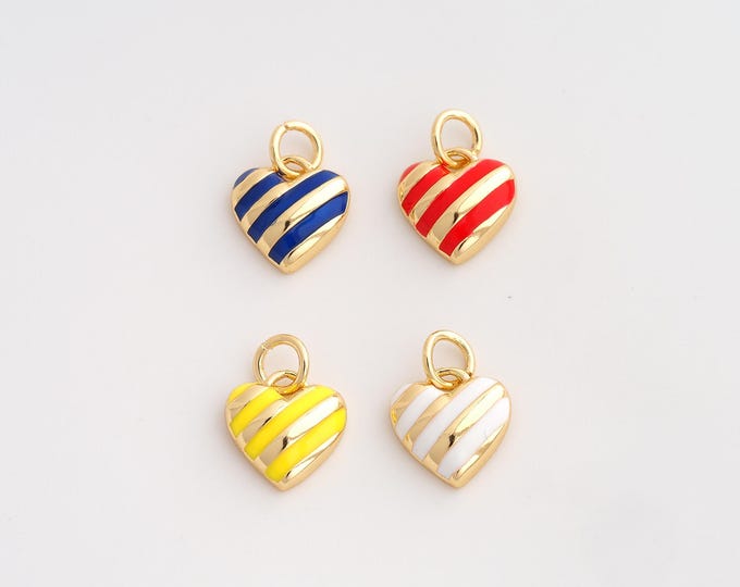 5 pcs 18K Gold Filled Heart Charm,Dainty Enamel Love Pendant,Heart Pendant ,DIY Jewelry Supplies,13.5x10x3.2mm