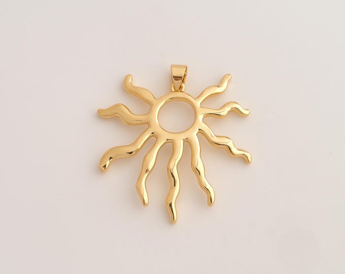 18K Gold Filled Sun Charm,Dainty Celestial Pendant,Sunburst Pendant ,DIY Jewelry Supplies,42x39x2.8mm